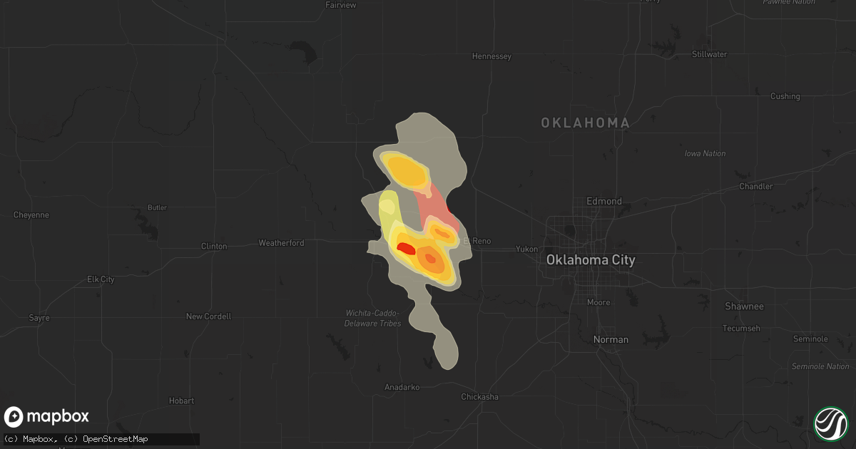 Hail map in Calumet, OK on June 16, 2013