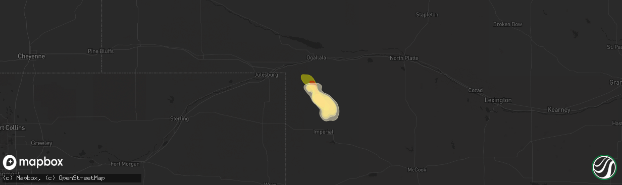 Hail map in Grant, NE on June 16, 2013