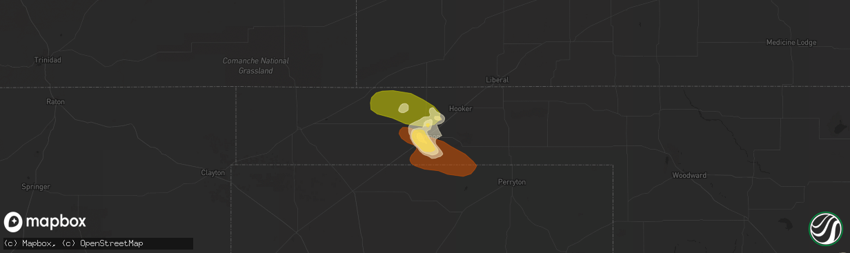 Hail map in Guymon, OK on June 16, 2013