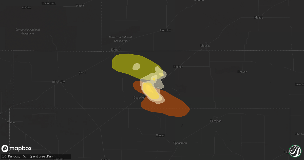 Hail map in Guymon, OK on June 16, 2013