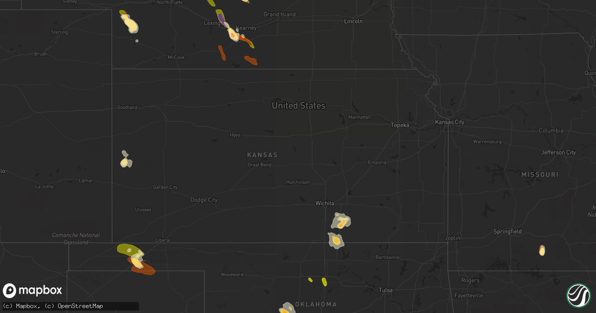 Hail map in Kansas on June 16, 2013