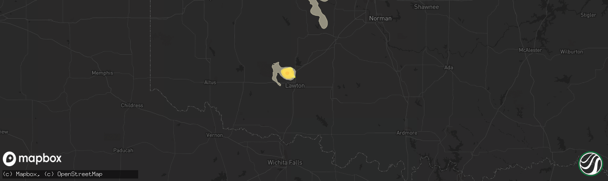 Hail map in Lawton, OK on June 16, 2013