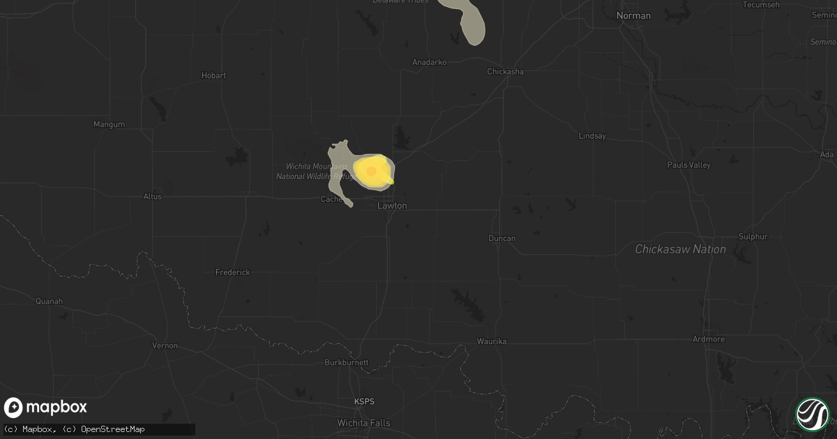 Hail map in Lawton, OK on June 16, 2013