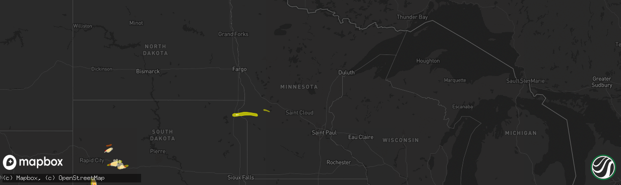 Hail map in Minnesota on June 16, 2013