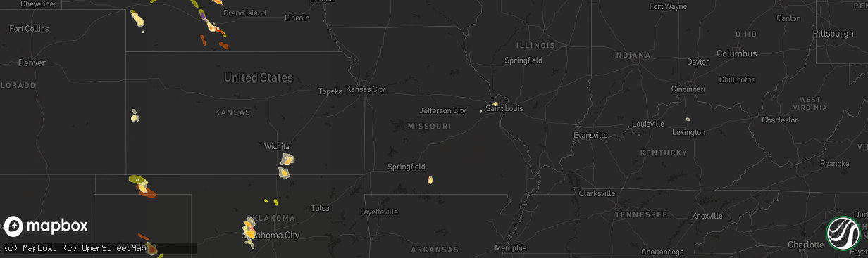 Hail map in Missouri on June 16, 2013