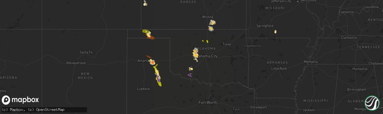 Hail map in Oklahoma on June 16, 2013