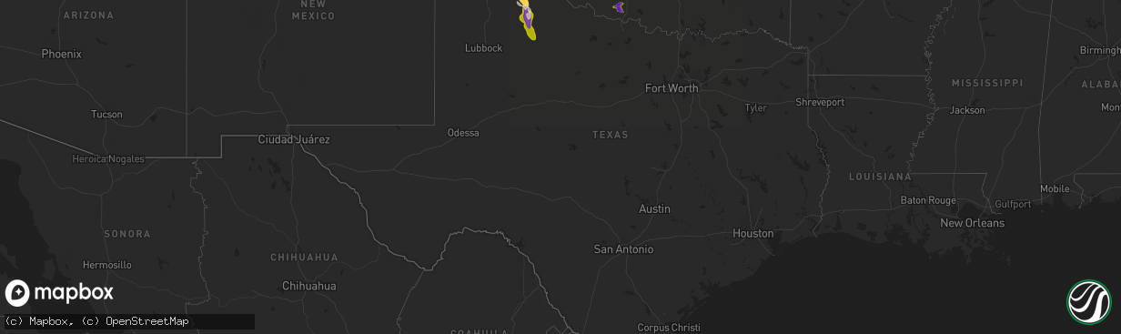 Hail map in Texas on June 16, 2013