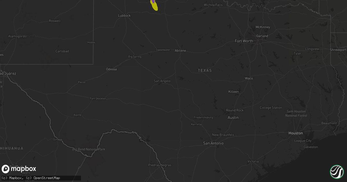 Hail map in Texas on June 16, 2013