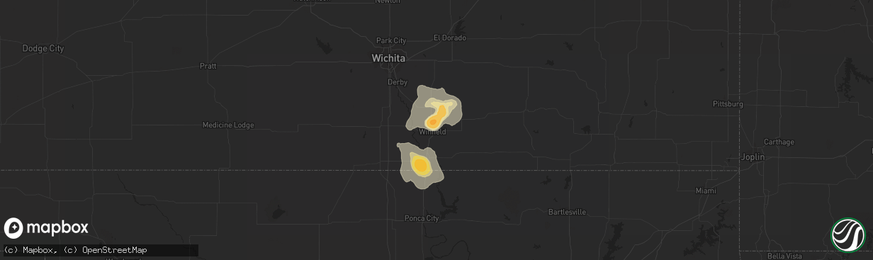 Hail map in Winfield, KS on June 16, 2013