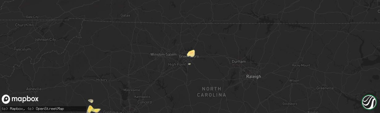 Hail map in Greensboro, NC on June 16, 2014