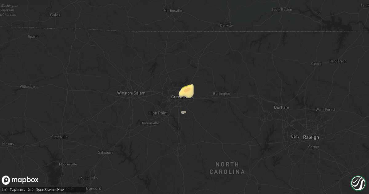 Hail map in Greensboro, NC on June 16, 2014
