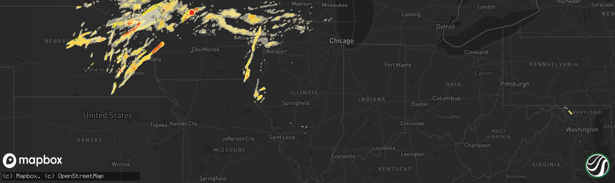 Hail map in Illinois on June 16, 2014