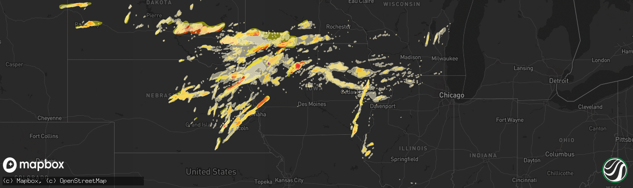 Hail map in Iowa on June 16, 2014