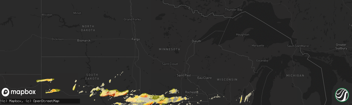 Hail map in Minnesota on June 16, 2014