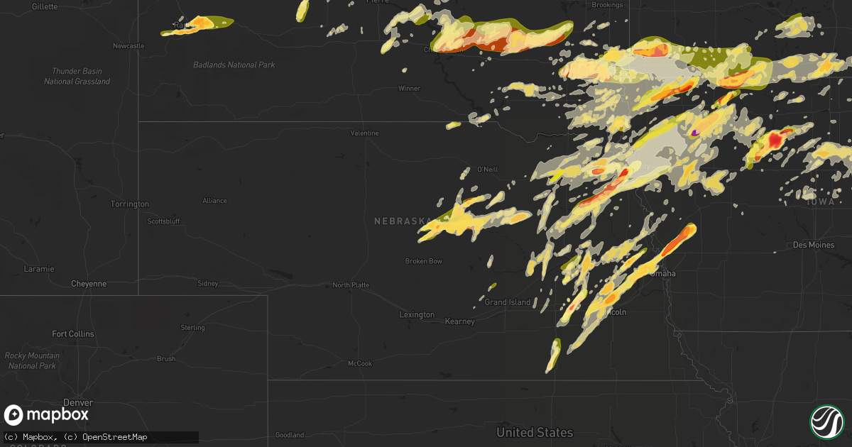 Hail map in Nebraska on June 16, 2014