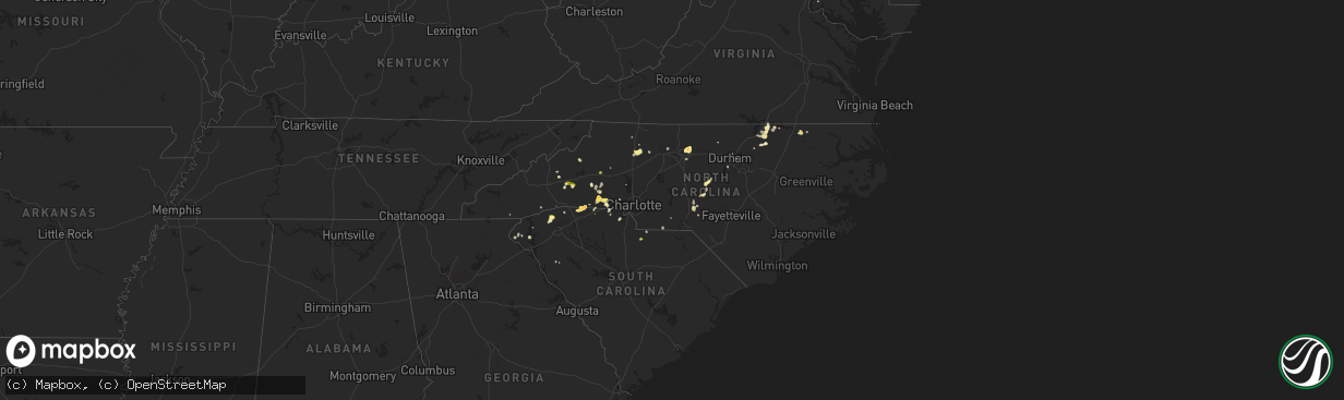 Hail map in North Carolina on June 16, 2014