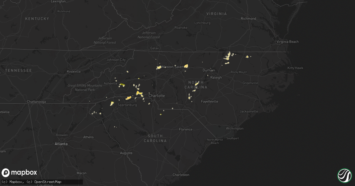 Hail map in North Carolina on June 16, 2014