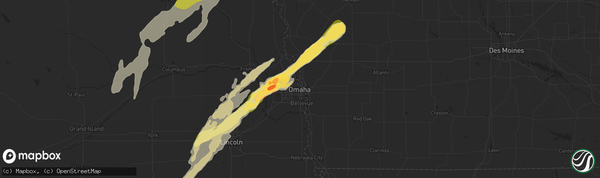 Hail map in Omaha, NE on June 16, 2014