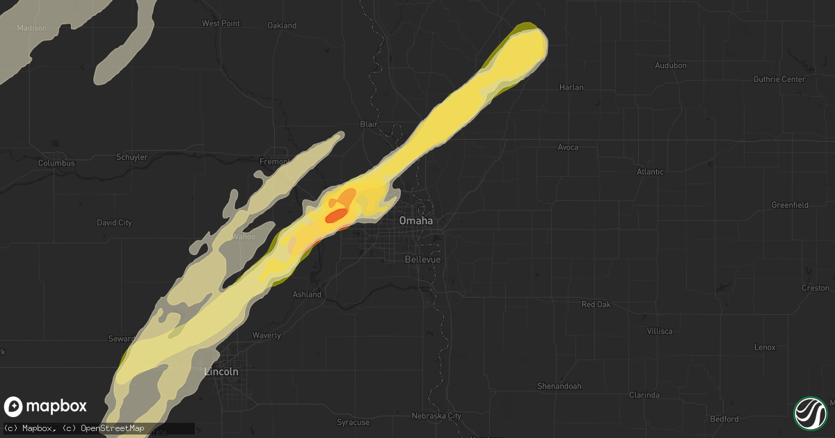 Hail map in Omaha, NE on June 16, 2014