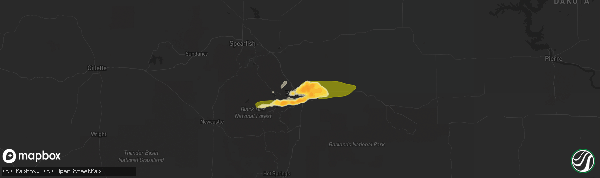 Hail map in Rapid City, SD on June 16, 2014