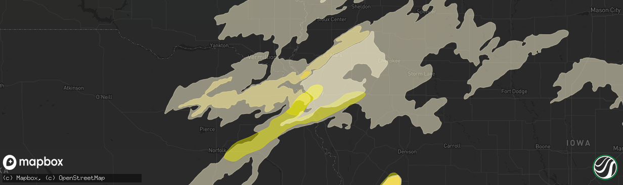 Hail map in Sioux City, IA on June 16, 2014