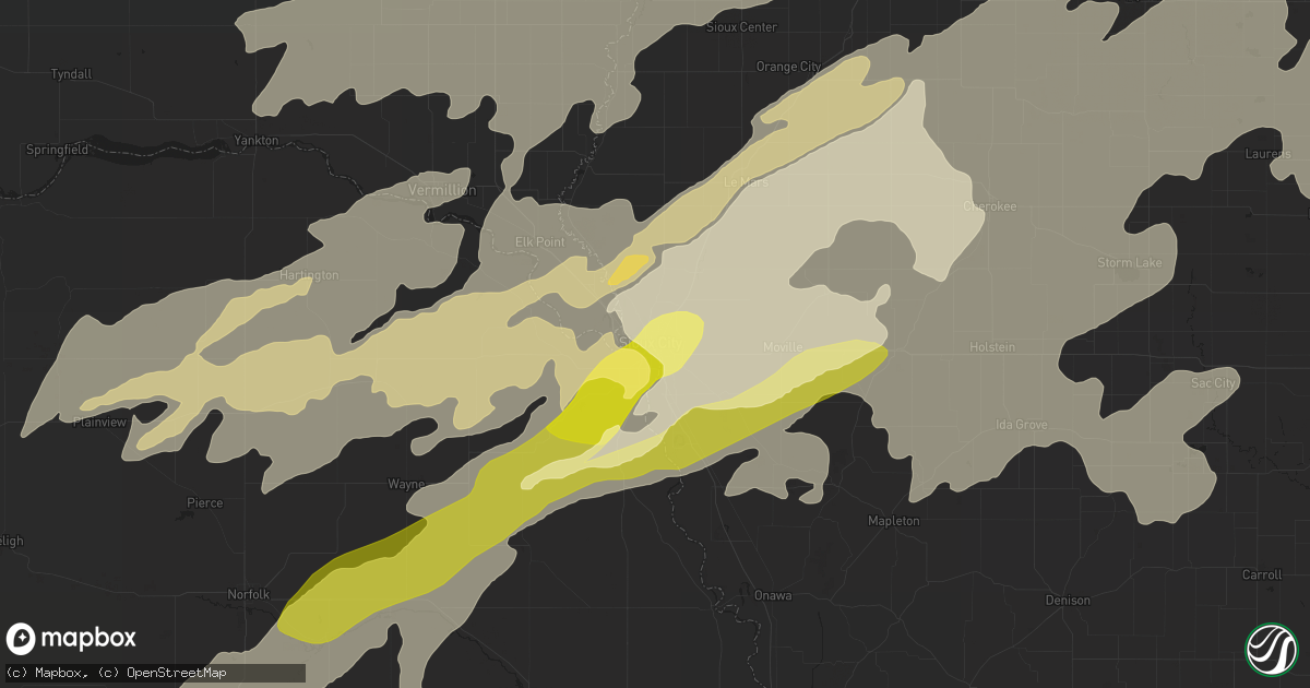 Hail map in Sioux City, IA on June 16, 2014