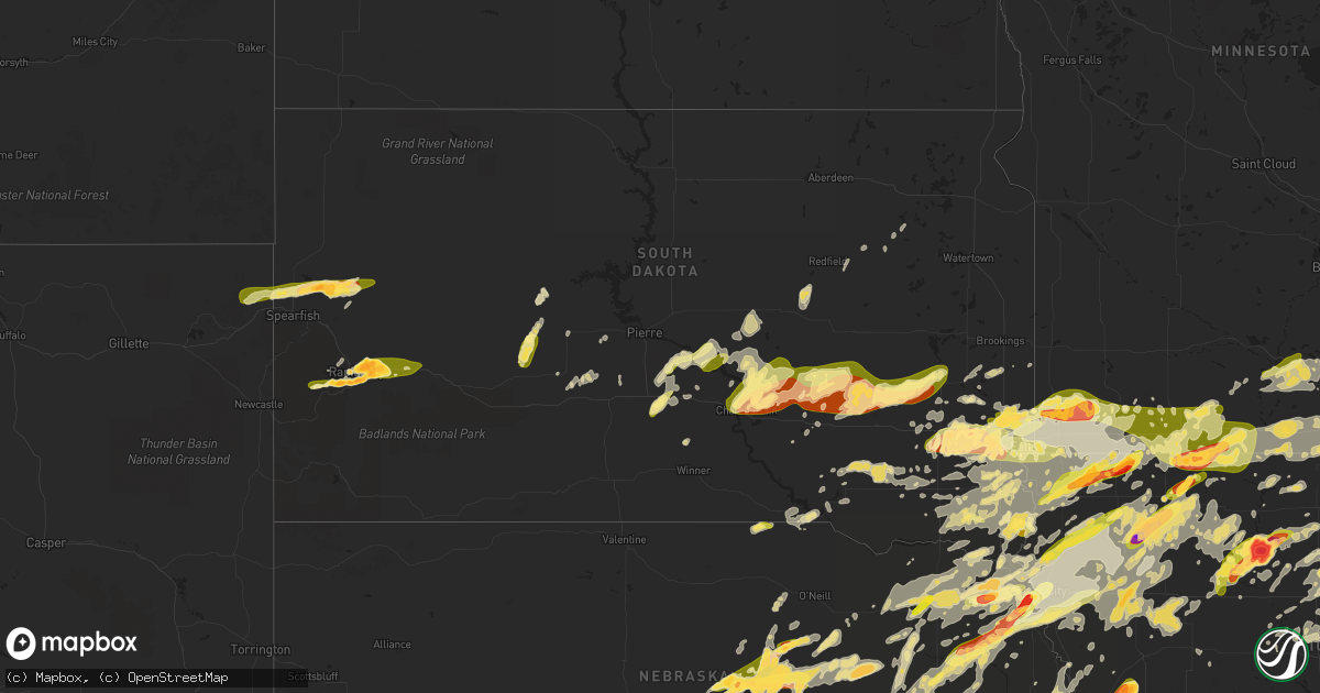 Hail map in South Dakota on June 16, 2014