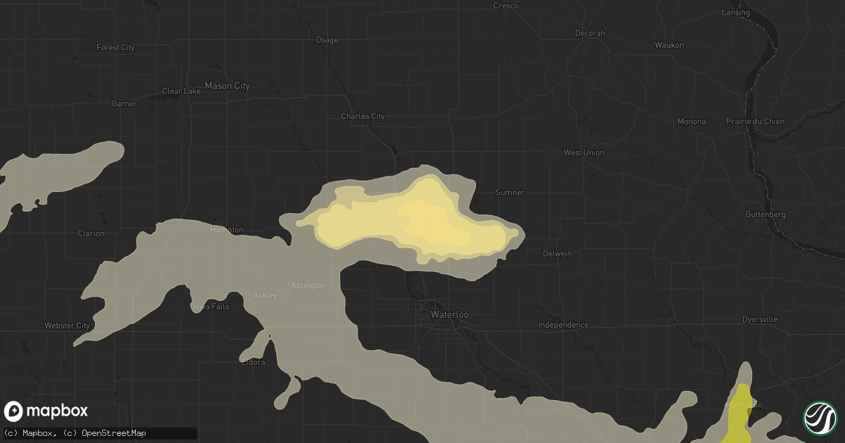 Hail map in Waverly, IA on June 16, 2014