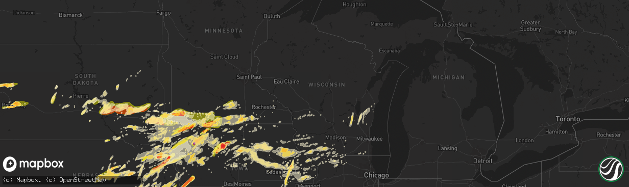 Hail map in Wisconsin on June 16, 2014