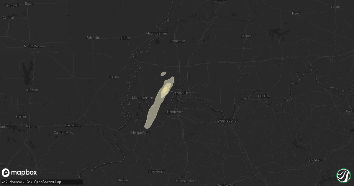 Hail map in Evansville, IN on June 16, 2015