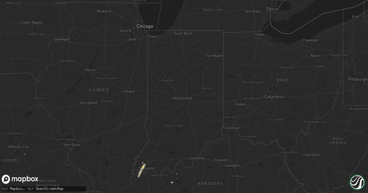 Hail map in Indiana on June 16, 2015