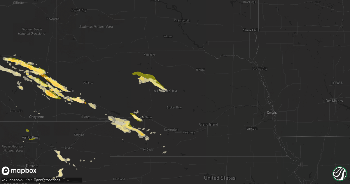 Hail map in Nebraska on June 16, 2015