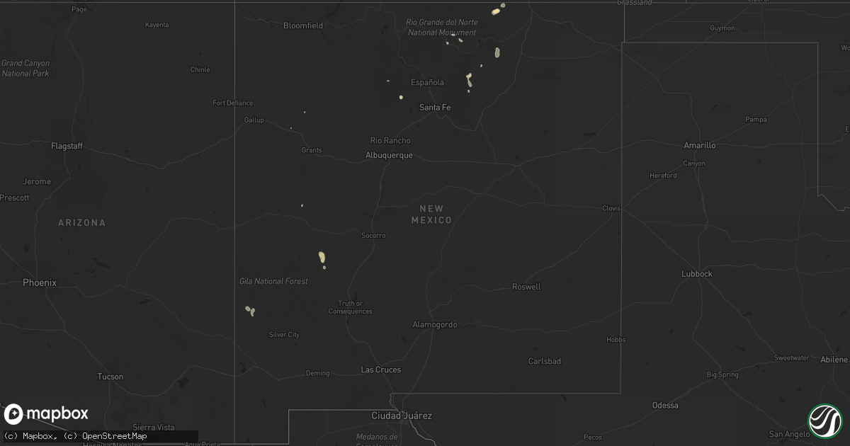 Hail map in New Mexico on June 16, 2015