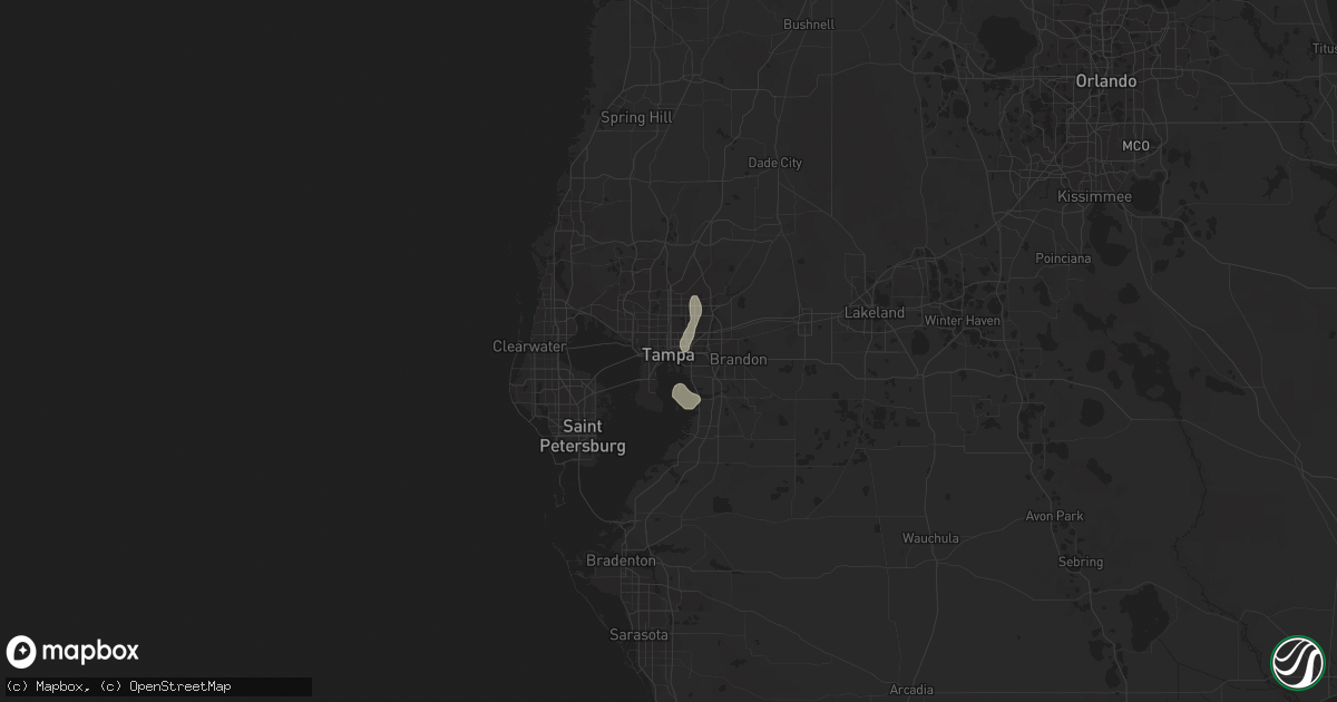 Hail map in Tampa, FL on June 16, 2015