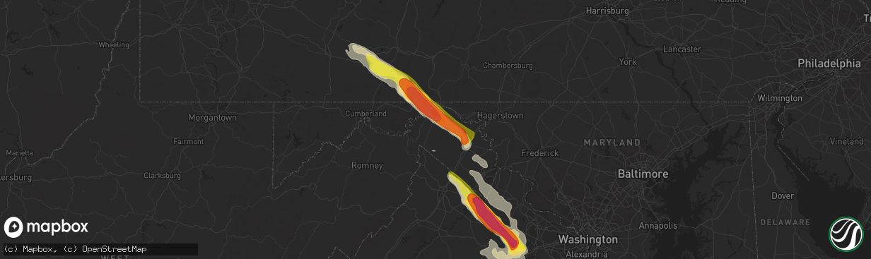 Hail map in Berkeley Springs, WV on June 16, 2016