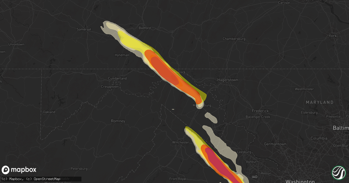 Hail map in Berkeley Springs, WV on June 16, 2016