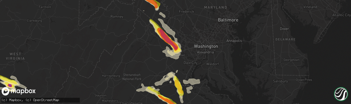 Hail map in Gainesville, VA on June 16, 2016