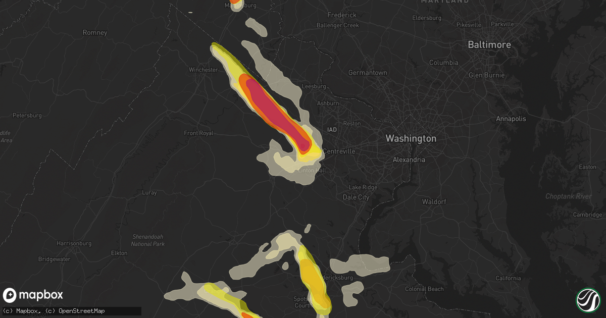 Hail map in Gainesville, VA on June 16, 2016