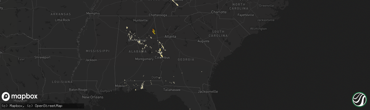 Hail map in Georgia on June 16, 2016