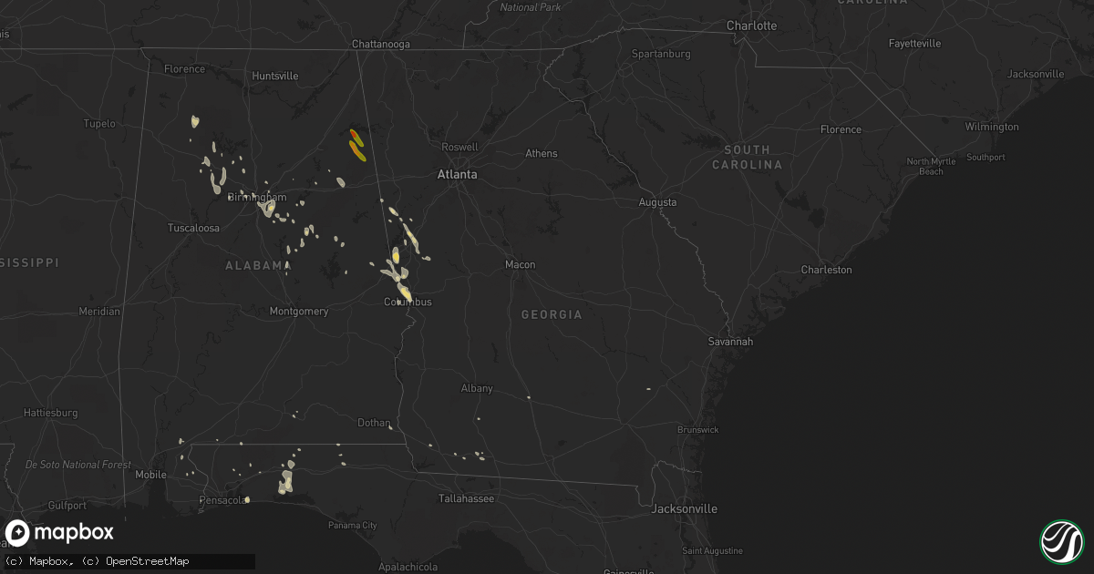 Hail map in Georgia on June 16, 2016