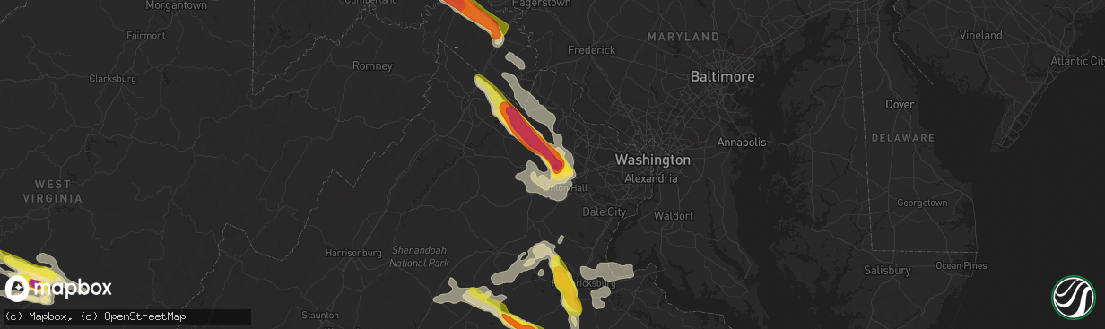 Hail map in Haymarket, VA on June 16, 2016