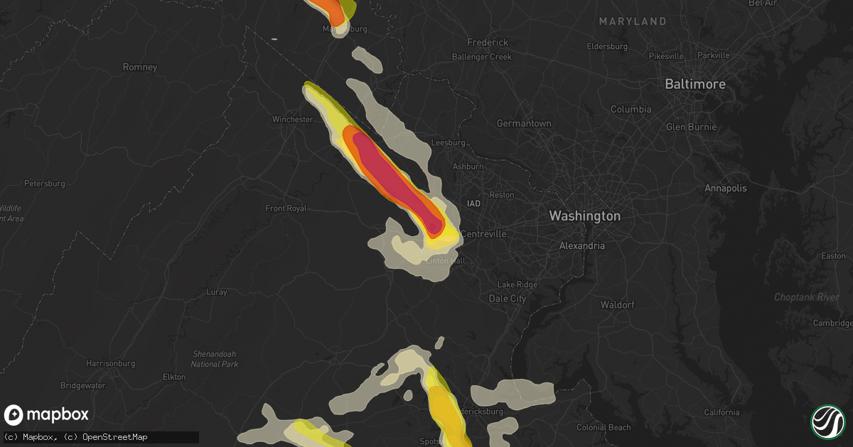 Hail map in Haymarket, VA on June 16, 2016