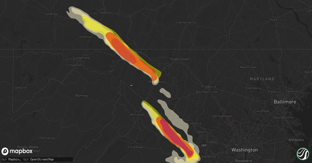 Hail map in Martinsburg, WV on June 16, 2016