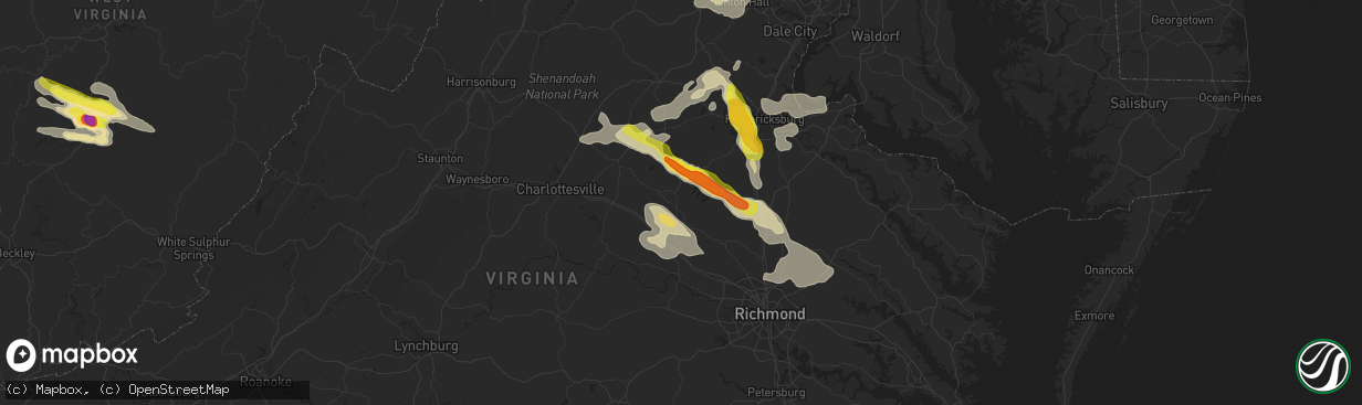 Hail map in Mineral, VA on June 16, 2016