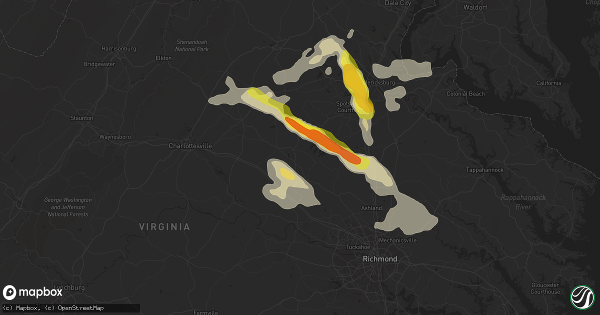 Hail map in Mineral, VA on June 16, 2016