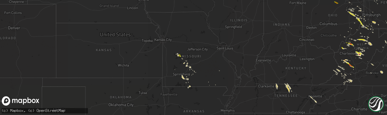 Hail map in Missouri on June 16, 2016