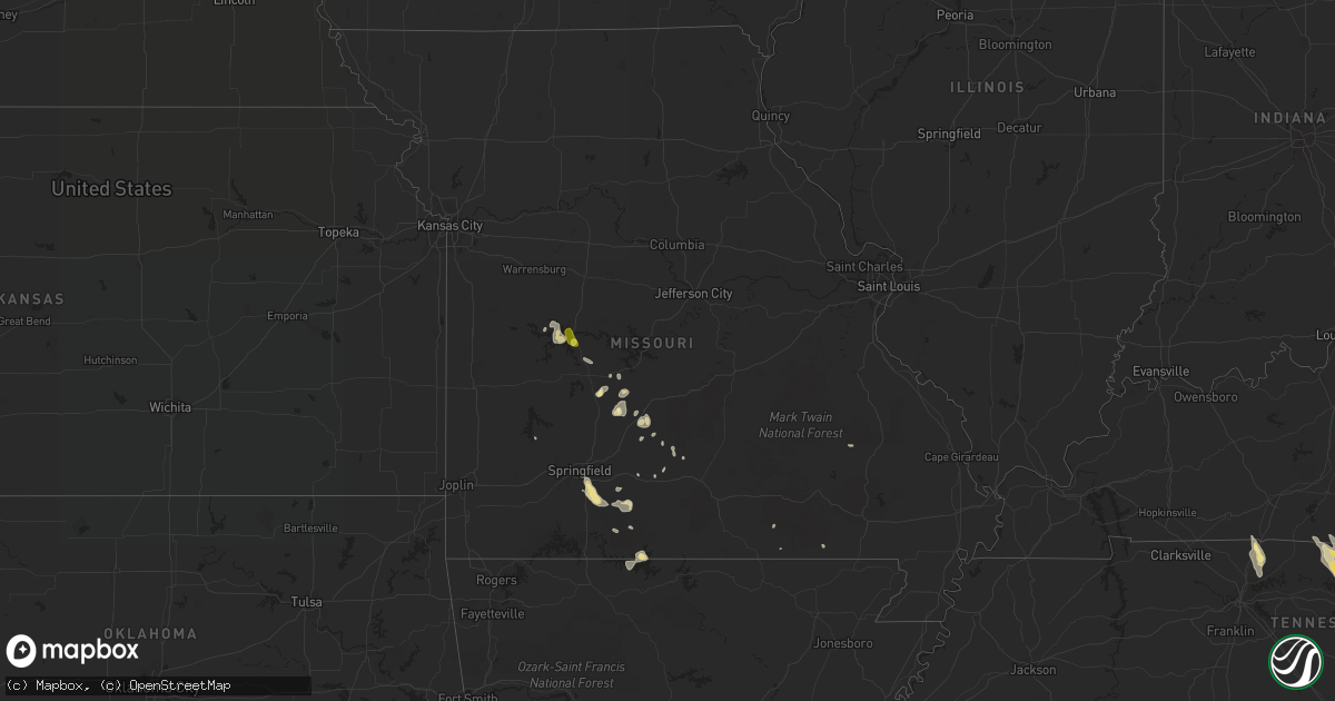 Hail map in Missouri on June 16, 2016