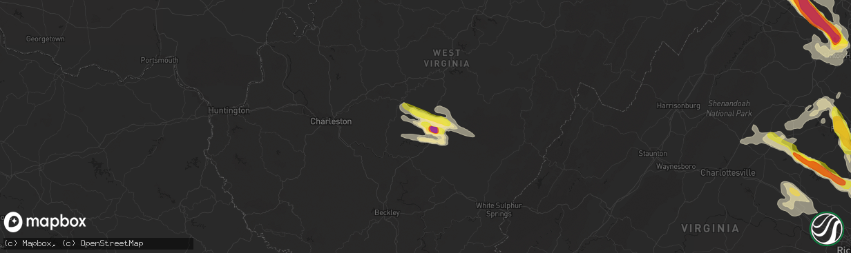 Hail map in Summersville, WV on June 16, 2016