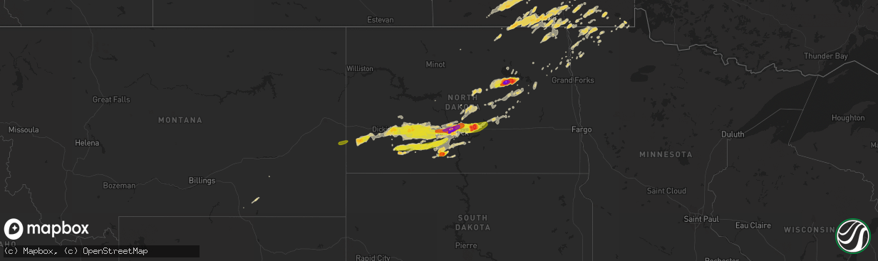 Hail map on June 16, 2016