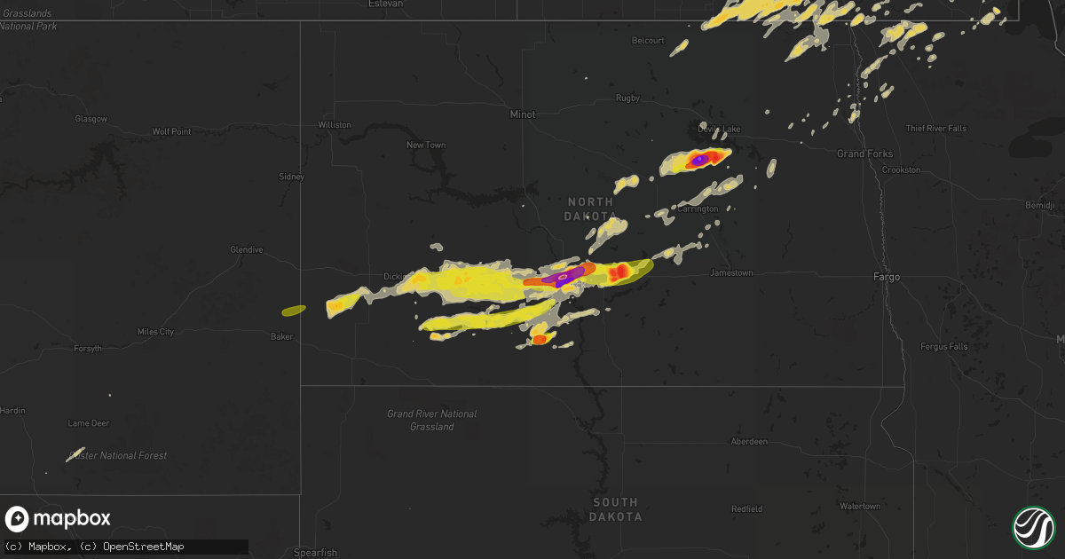 Hail map on June 16, 2016